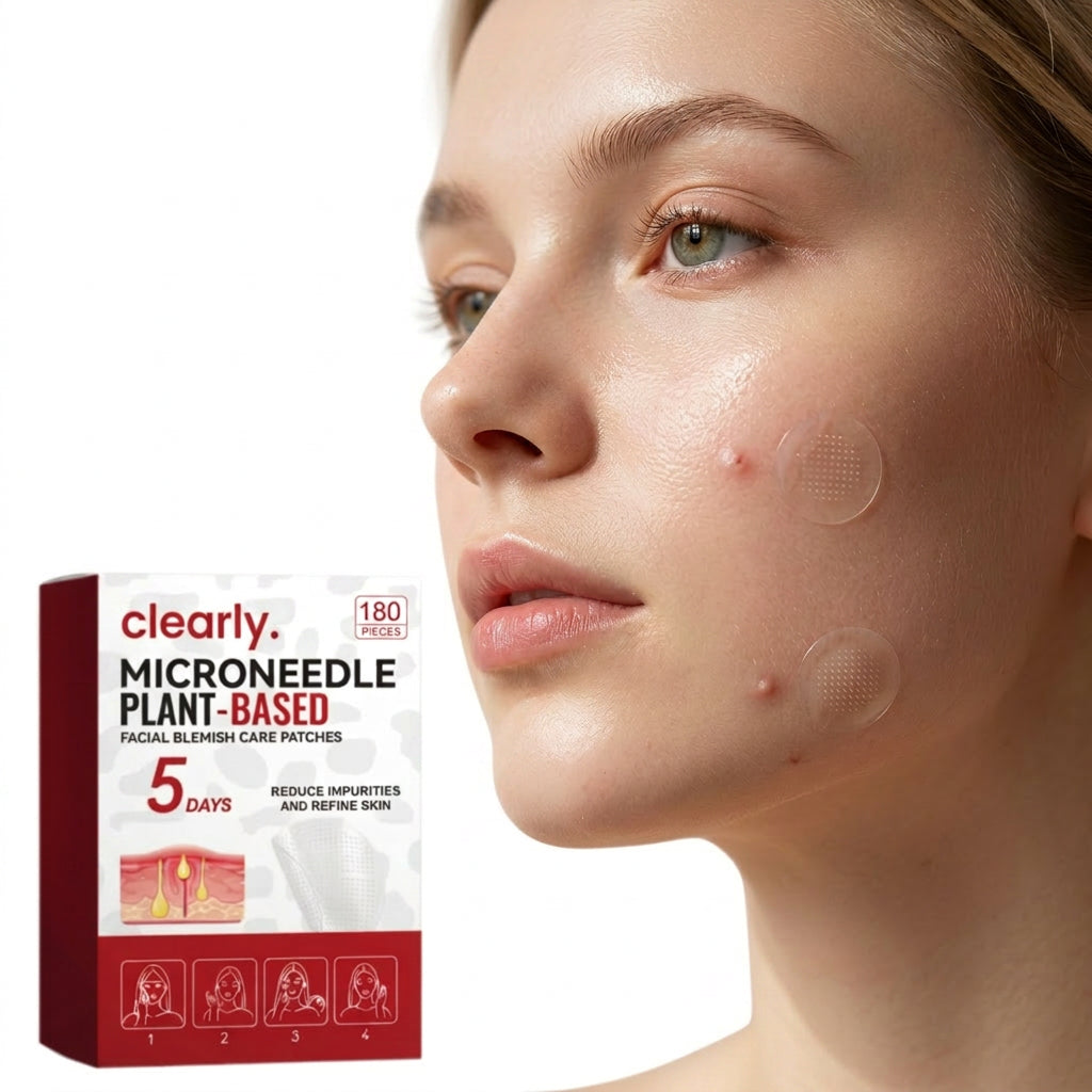 microneedle patches applied to skin with clearly. box